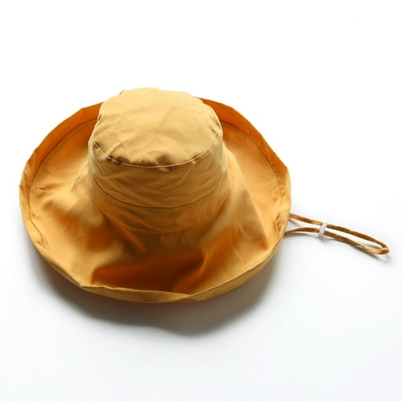 Bxsruta Sun Hats Beach Hat for Women, Summer Casual Wide Brim UV Hat Windproof Foldable Solid Color