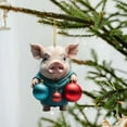 thumbnail image 1 of PRETXORVE Christmas Tree Ornament, Christmas Pendant, Christmas Pendant Acrylic Pig Flat Car Pendant Christmas Tree Ornament, 1 of 9