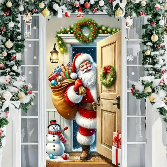Christmas Savings Clearance! VWRXBZ Christmas Door Cover Decoration Tapestry Holiday Party Door Curtain Tapestry Door Cover Santa Decoration