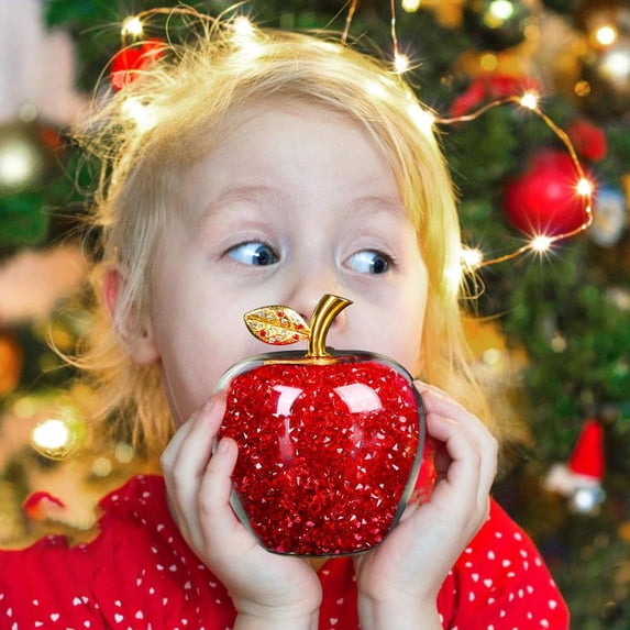 Christmas Savings Clearance! VWRXBZ Crystal Apples Christmas Eve Gifts for Her Romantic Ornamental Apples Display