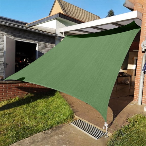 WJSXC Sun Shade Sail, 9'6" x 9'6" Square Canopy Sun Sail, UV Block Green Sunshade for Patio Backyard Lawn Garden Swimming Pools Outdoor Activities