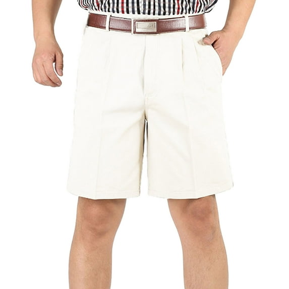Christmas Savings Men's Pants Trendy Pleated Shorts Oversized Wide Leg Slacks Dressy Straight Leg Trousers Plus Size Pants Pockets Shorts Solid Color Slacks Golf Trousers Hiking Pants