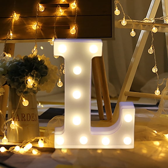 QTOCIO Home Decor, Alphabet LED Letter Lights Light Up White Plastic Letters Standing Hanging A-M &