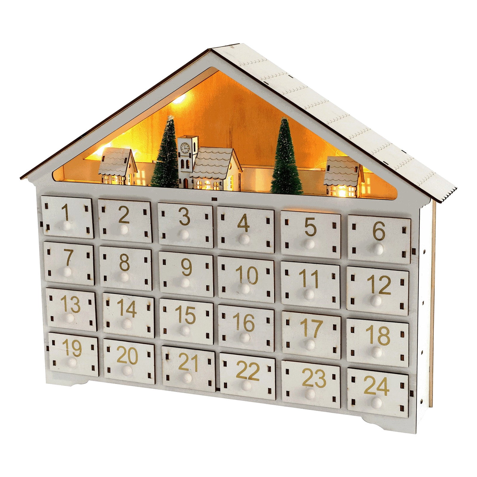 Christmas Savings! SHENGXINY Christmas Countdown Calendar Clearance  Christmas Wooden Advent Calendar With Led Light 24 Storage Drawers  Christmas Countdown Calendar For Festive Decoration White - Walmart.com