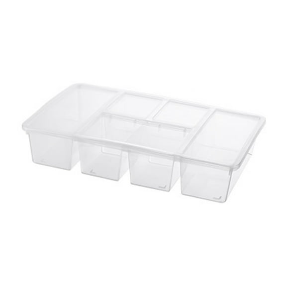 Christmas Savings! SHENGXINY Storage Containers Divided Tray With Lid Sealed Sectioned Fruit Snack Serving Platter Vegetable Storage With 5 Compartments Snackle Box Charcuterie Container Clear