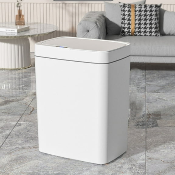 Christmas Savings! SHENGXINY Trash Can With Lid Touchless Sensor Trash Can 14 Liter/3.7 Gallon Small Capacity Trash Can With Lid Sensor Kitchen Bin Recycling For Kitchen/Living Room/Office White