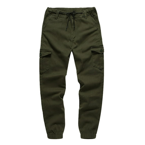 Christmas Savings Trousers For Men Drawstring Slacks Solid Color Pants Cargo Trousers Straight Leg Slacks Pockets Pants Bouquet Feet Trousers Elastic High Waist Slacks Overalls