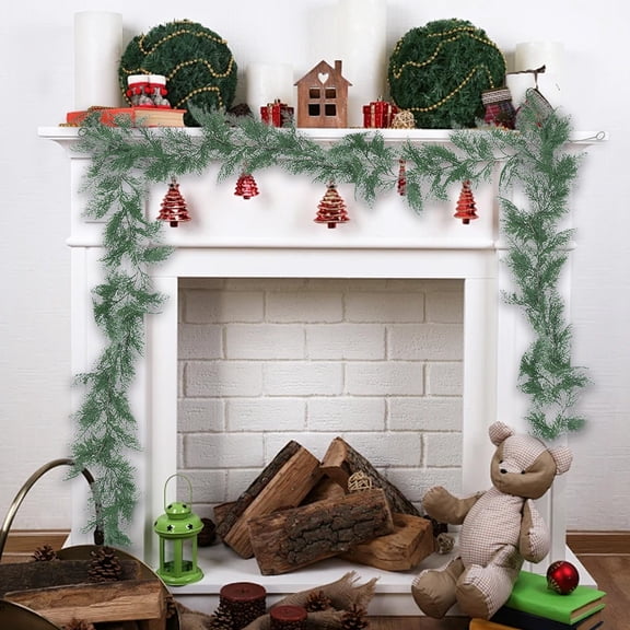 asxite Christmas Garland,One Point Eight Meters Rattan Plastic Soft Rubber Pines Needle Green Leaves Decorative Strip Pines Cedar Rattan