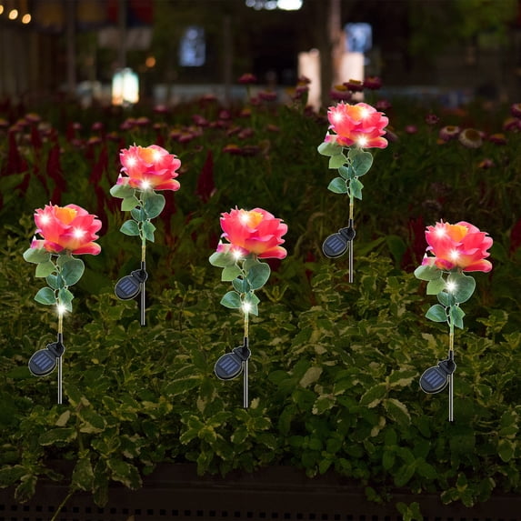 Christmas Savings asxite Christmas Lights,Seasonals Decoration Pops Simulation Rose Solar Ground Lights Outdoor Waterproofs Garden Lawns LED Gift