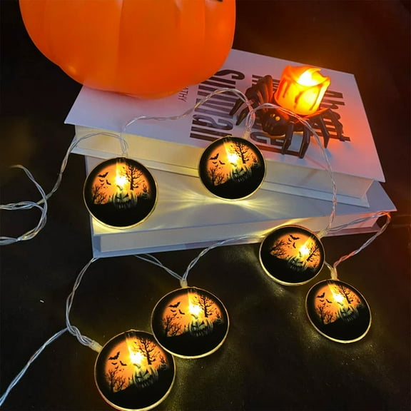 asxite String Lights,LED Halloween String Lights Demons Pumpkin Bats Lights Flashing Lights Holiday Decoration String Lights Ghost Festival Vibe Hanging Lights