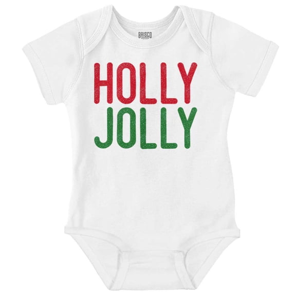 Christmas Saying Holly Jolly Xmas Baby Romper Boys or Girls Brisco Brands NB