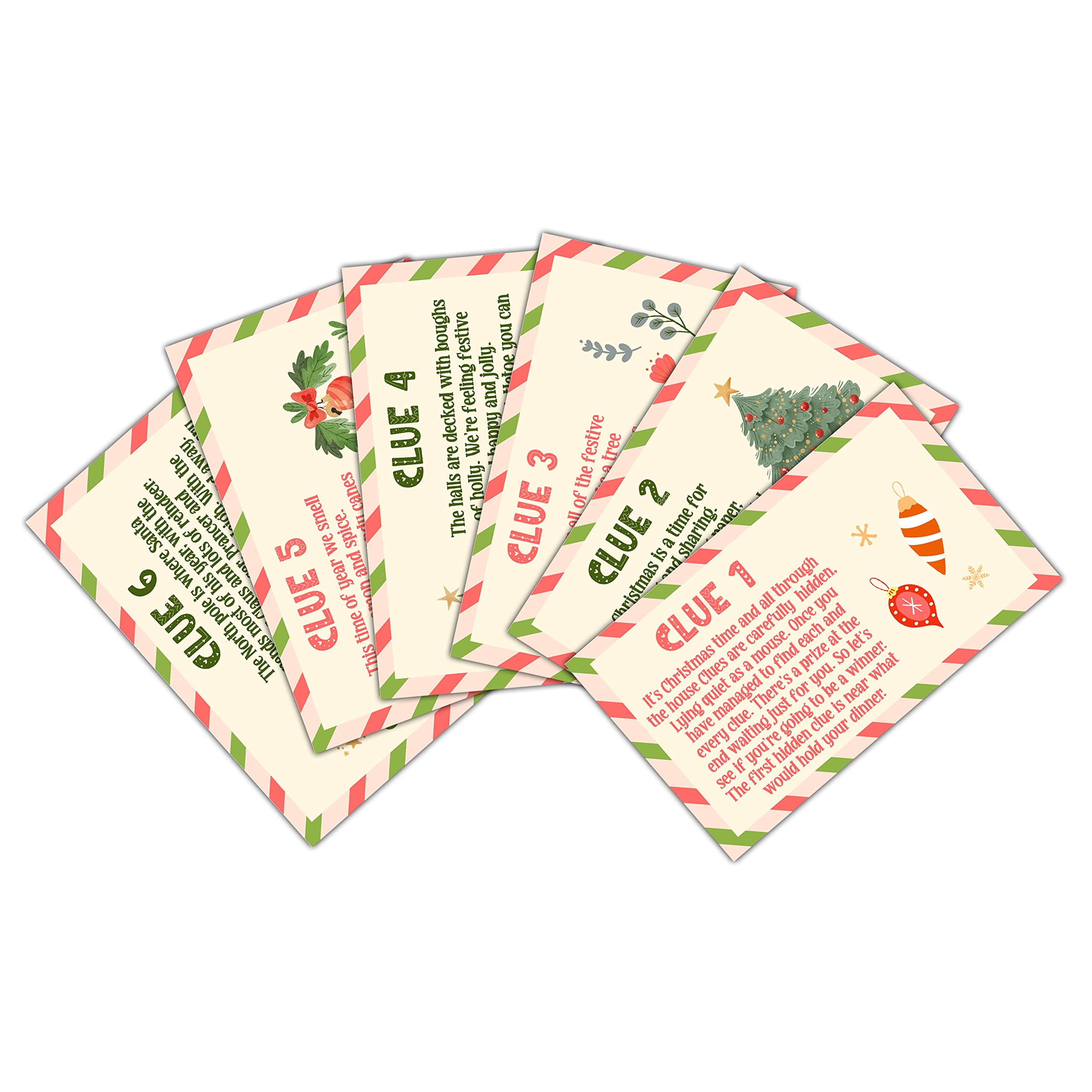 Christmas Scavenger Hunt Game, Christmas Treasure Hunt Clue Cards