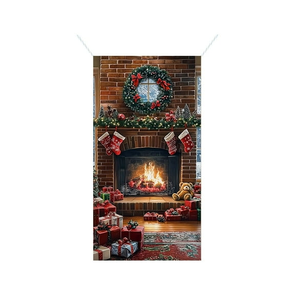 Christmas Scene Door Cover Winter Banners 71x35 Inch Holiday Decor Party Backdrop for Home Kitchen Entryway