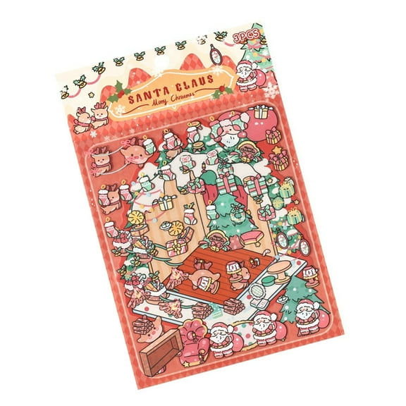 Christmas Scene Stickers Pack, Decorative Journaling Labels for Kids Craft, Holiday Scrapbooking Supplies Girls Boys