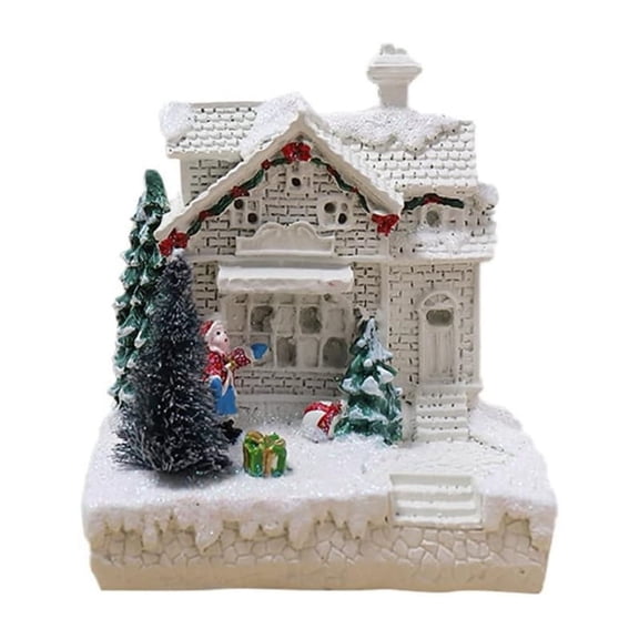 Christmas Scene Village Town Winter Snow Village LED Light Decoration Gift Holiday Desktop Decoration C
