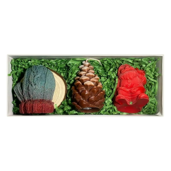 Christmas Scented Candle Gift Set of 3 Elk, Tree, Gingerbread Man, Glove Shaped for Women, Xmas Home Decor, Party, Bedroom Perfect for Xmas Home & Table Decorations