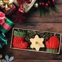 Christmas Scented Candle Gift Set - 3PC Unique Designs with Different Styles | Handmade Soy Wax Candles with Wood Tray | Holiday Decorative Gift Box for Home & Party, Christmas Candle