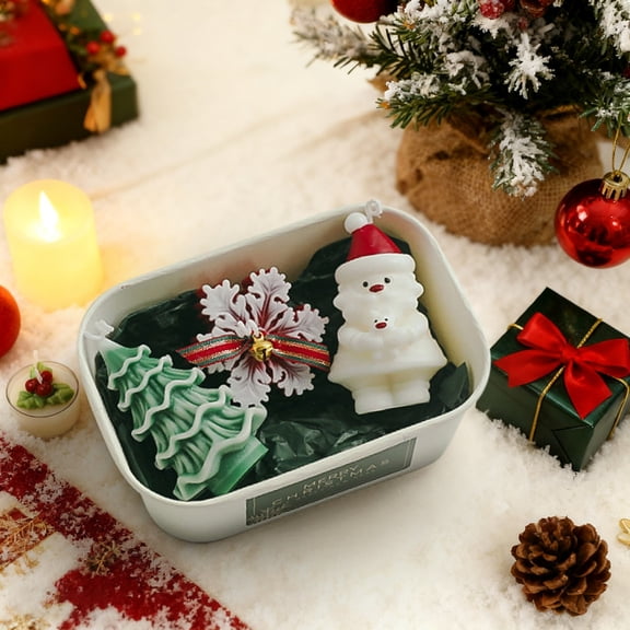 Christmas Scented Candle Gift Set Holiday Candle Decor Aromatherapy Home Decoration Fragrance Candle Collection Festive Gift for Christmas Party Table Fireplace Seasonal Celebration