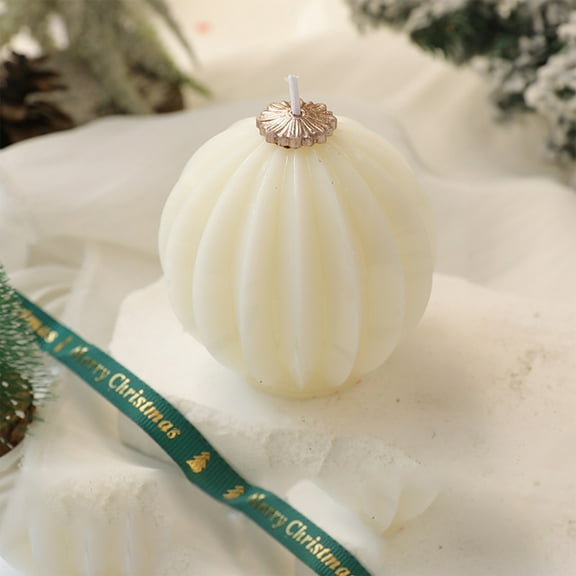 Christmas Scented Candle Sphere Holiday Home Fragrance Decor - Soy Wax Aromatherapy Gift Set Romantic Ambiance(White)