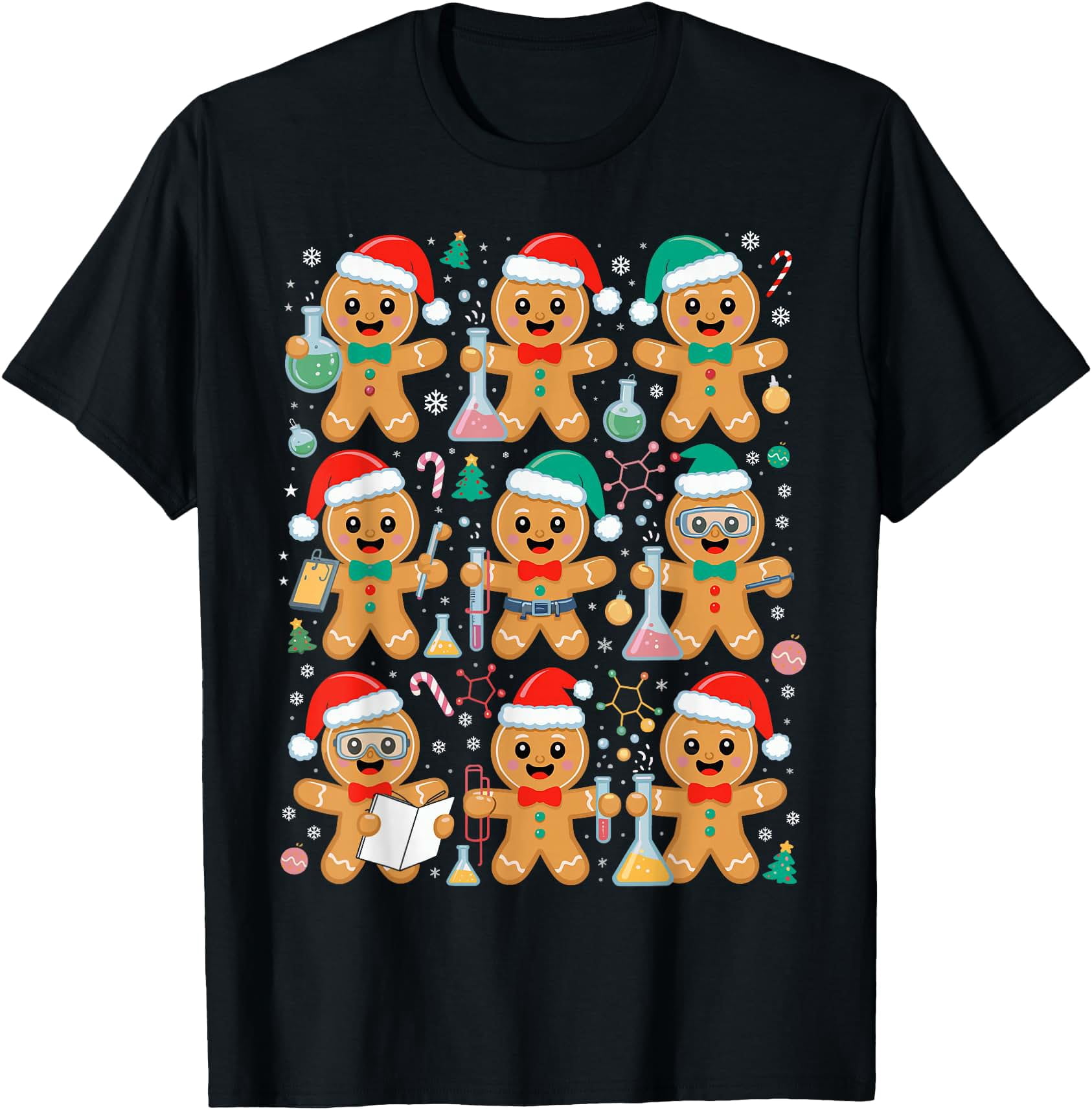 Christmas Science Chemistry Teacher Gingerbread Laboratory T-Shirt ...