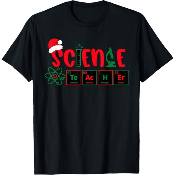 Christmas Science Teacher Santa Educator Chemical Elements T-Shirt