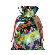 Christmas Scooby Doo Gift Bags Fabric Drawstring Gift Bags, Drawstring Christmas Bags Small Medium Large For Gift Wrapping, Xmas Gift Bags With Tags, Christmas Party Supplies Medium