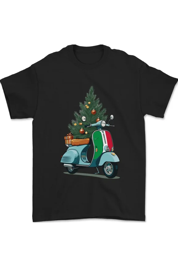 Christmas Scooter Xmas MOD Moped Vehicle Retro Unisex T-Shirt , up to Size 5XL