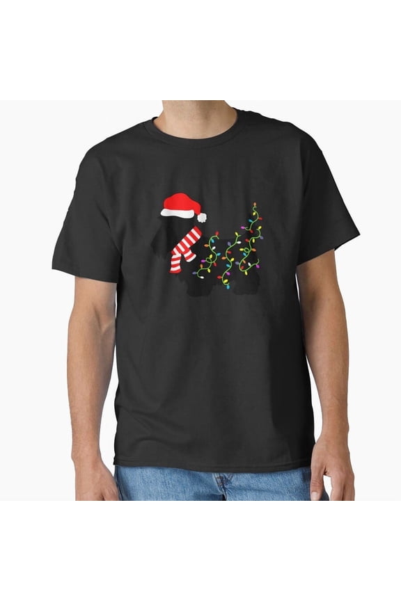 Christmas Scottie Dog With Lights Funny Scottish Terrier Pet Lover - Great Gift Idea G16932 Unisex T-Shirt, Up to Size 5XL New V12961