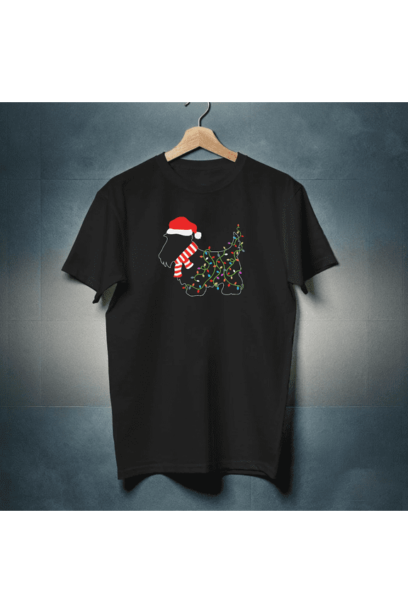 Christmas Scottie Dog With Lights Funny Scottish Terrier Pet Lover - Great Gift Idea G16932 Unisex T-Shirt, Up to Size 5XL