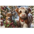 Christmas Scottish Cow with Santa Hat Jigsaw Puzzle Puzzles for Adults