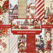 Christmas Scrapbook Paper 6 x 6 Single Sided Printing 48 Sheets Decoupage Craft Paper Pad Cardstock for Junk Journals Card Making Photo Album Decor