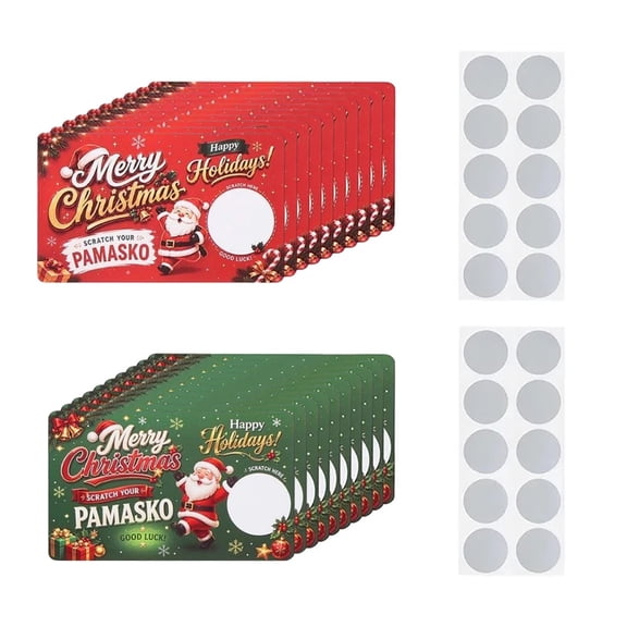 Christmas Scratch Cards DIY Gift Certificates with Scratch-Off Stickers, 20 Pcs Holiday Scratch Game Cards with Scratch Stickers for Christmas Party, Family Gathering and Classroom Activity