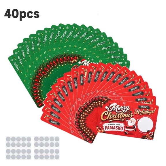 Christmas Scratch Off Cards, 40-Pack DIY Party Game Cards with 40 Stickers for Holiday Rewards & Gift Exchange