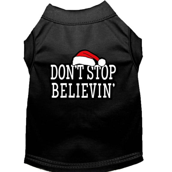 Christmas Screenprinted Dog Shirt, "Don't Stop Believin"