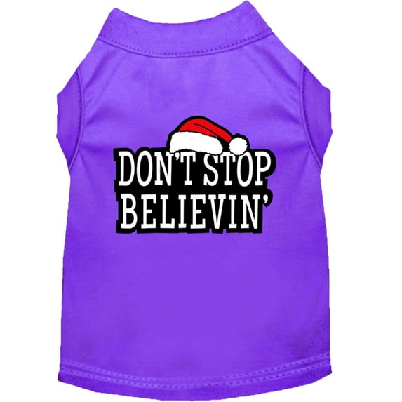 Christmas Screenprinted Dog Shirt, "Don't Stop Believin"