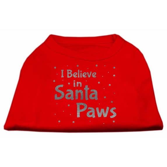 Christmas Screenprinted Dog Shirt, "I Believe In Santa Paws"
