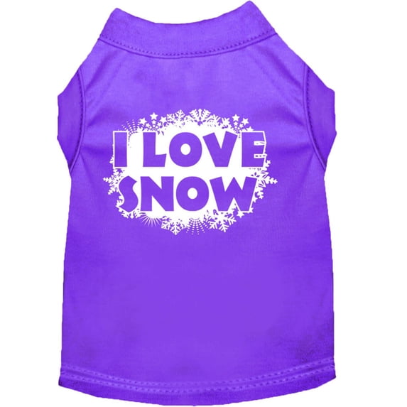 Christmas Screenprinted Dog Shirt, "I Love Snow"