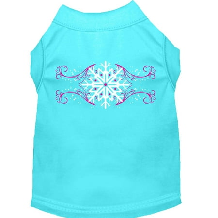 Christmas Screenprinted Dog Shirt, "Pink Snowflake Swirls"
