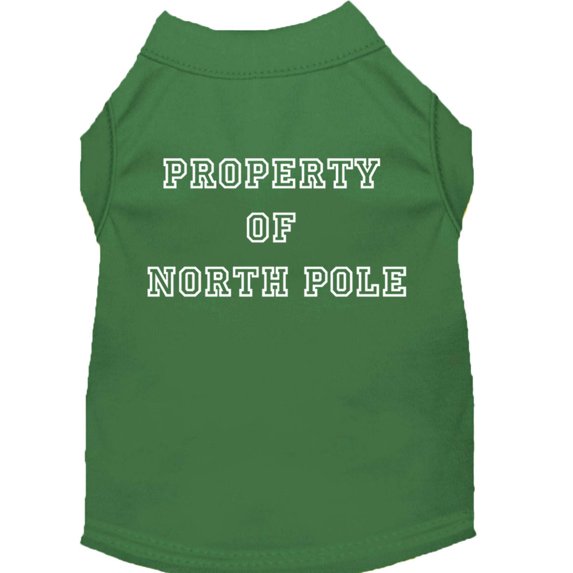 Christmas Screenprinted Dog Shirt, "Property Of North Pole"