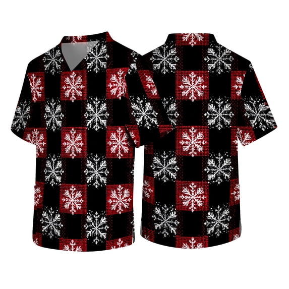 Christmas Scrub Tops Men Gift Box Short Sleeeve Xmas Medical Scrubs ...