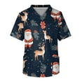 Christmas Scrub Tops Short Sleeve Collared Men Scrubs Nursing Uniforms