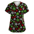 Christmas Scrub Tops for Women 2024 YuCheng Grinch Printed VNcek Short