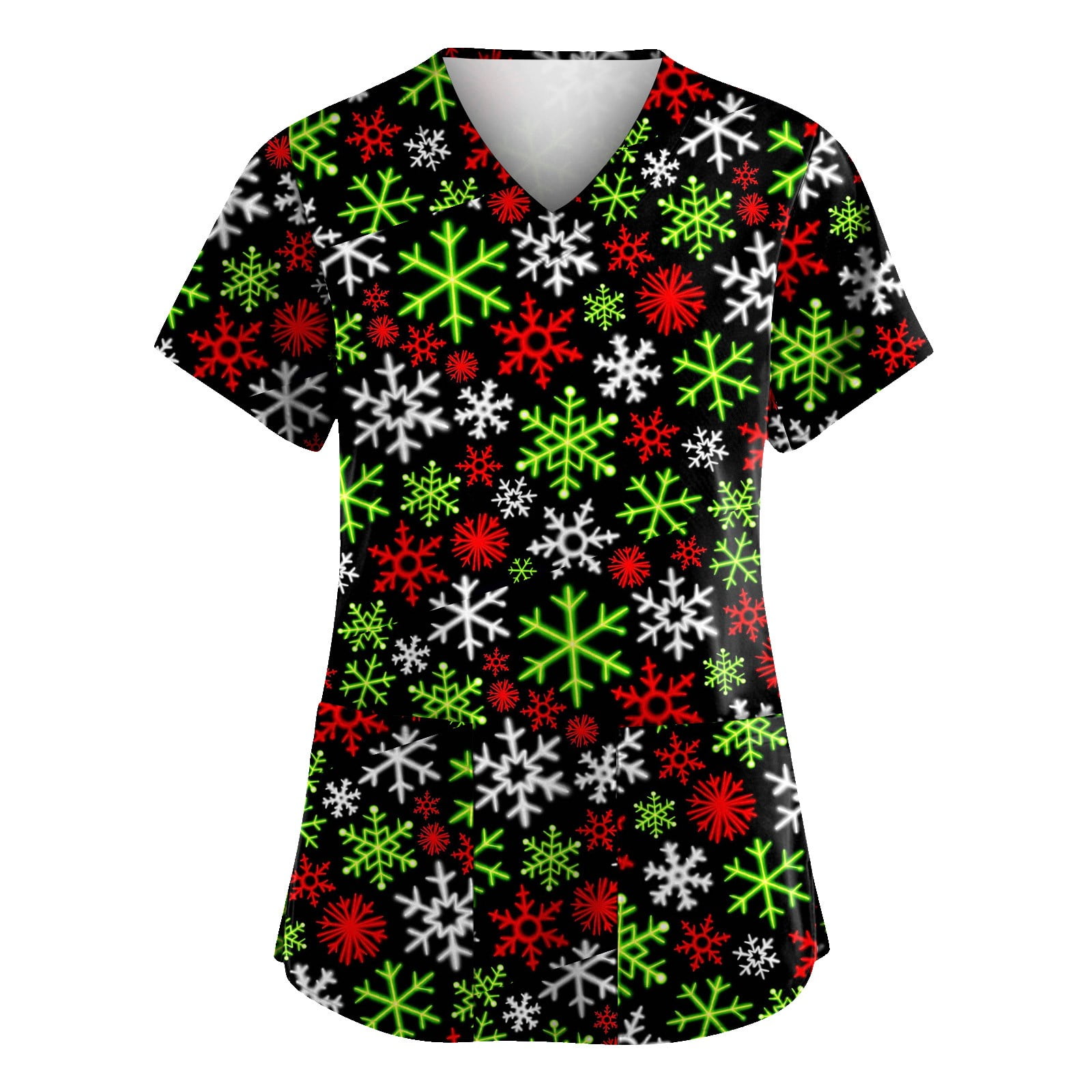Christmas Scrub Tops for Women 2024 YuCheng Grinch Printed VNcek Short Sleeve Tunic Tops