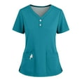 thumbnail image 1 of Christmas Scrub Tops, Women'S Plus Size Nurse Scrubs V Neck Short Sleeve Top With Side Slit & Multiple Pockets – Quick-Dry Scrubs For Women Bottoms Scrubs Tops Sweaters (4XL, Cyan) ZMTing, 1 of 5