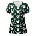 thumbnail image 1 of Christmas Scrub Tops for Women Funny Cute Xmas Print Short Sleeve V-Neck Shirts Trendy Casual Stretch Work Blouses with Pockets, 1 of 4