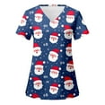 thumbnail image 1 of Christmas Scrub Tops for Women Funny Cute Xmas Print Short Sleeve V-Neck Shirts Trendy Casual Stretch Work Blouses with Pockets, 1 of 4