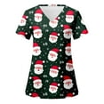 thumbnail image 1 of Christmas Scrub Tops for Women Funny Cute Xmas Print Short Sleeve V-Neck Shirts Trendy Casual Stretch Work Blouses with Pockets, 1 of 4