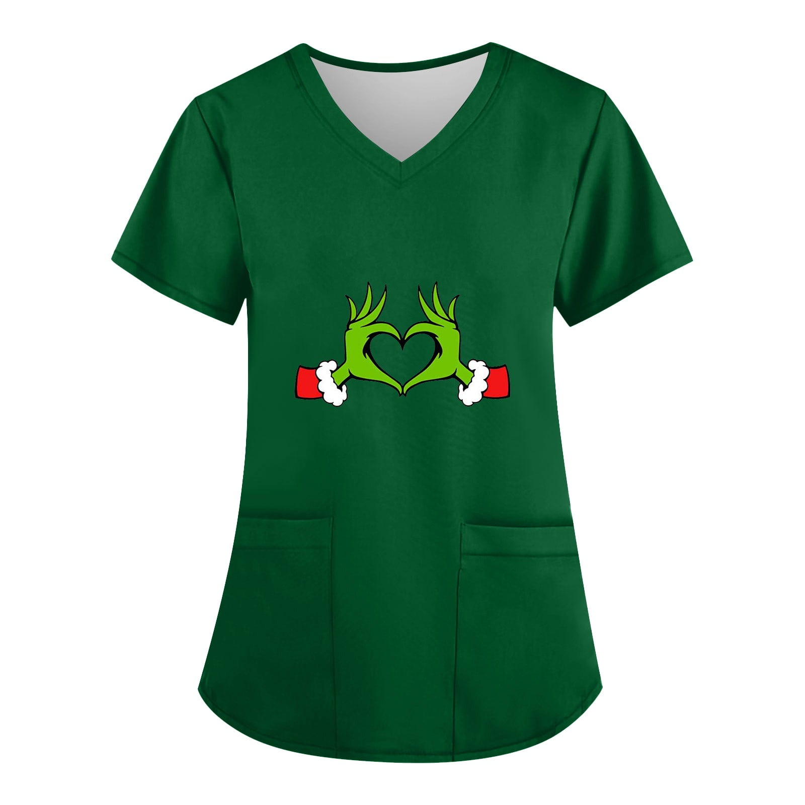 Christmas Scrubs Tops for Women, Women's Scrub Tops Grinch Printed V