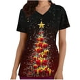 thumbnail image 1 of Christmas Scrubs for Women, Aofany Xmas Tree Print Scrubs Tops Workwear Short Sleeve V Neck Nurse Shirt Working Uniforms Medical Scrubs with Pockets, 1 of 4