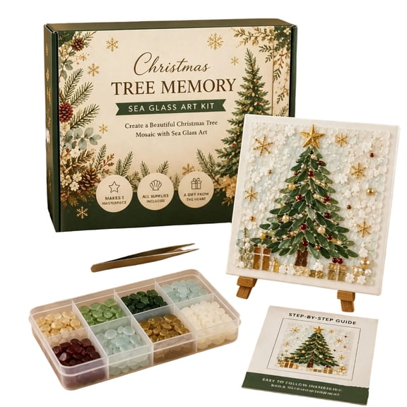 Christmas Sea Glass Art Kit, DIY Sea Glass Mosaic Art Kit for Adults, Snowman Winter Friend Sea Glass Art Kit with Colorful Pieces, Coastal Home Decor, Beginner Friendly